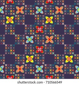 New color seamless pattern with many flower.