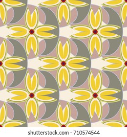 New color seamless pattern with many flower.