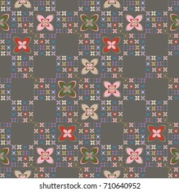 New color seamless pattern with many flower.