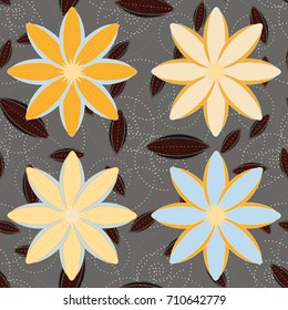 New color seamless pattern with many flower.