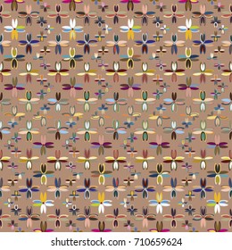 New color seamless pattern with many flower.