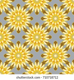 New color seamless pattern with many flower.