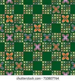 New color seamless pattern with many flower.