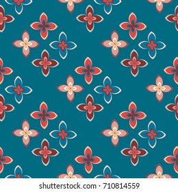 New color seamless pattern with many flower.