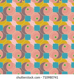 New color seamless pattern with many flower.