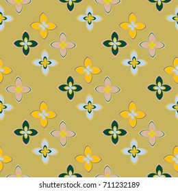 New color seamless pattern with many flower.