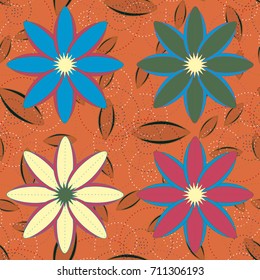 New color seamless pattern with many flower.