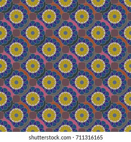 New color seamless pattern with many flower.