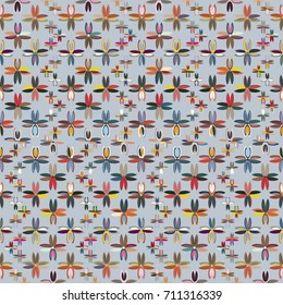 New color seamless pattern with many flower.