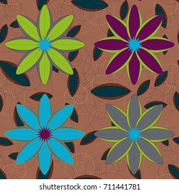 New color seamless pattern with many flower.