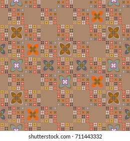 New color seamless pattern with many flower.