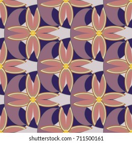 New color seamless pattern with many flower.