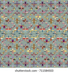 New color seamless pattern with many flower.