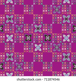 New color seamless pattern with many flower.