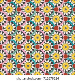 New color seamless pattern with many flower.