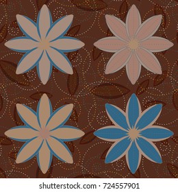 New color seamless pattern with many flower.