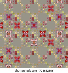 New color seamless pattern with many flower.