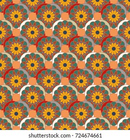 New color seamless pattern with many flower.