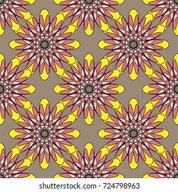 New color seamless pattern with many flower.
