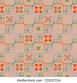 New color seamless pattern with many flower.
