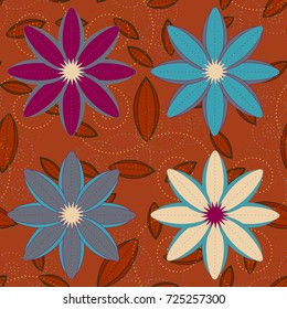 New color seamless pattern with many flower.
