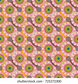 New color seamless pattern with many flower.