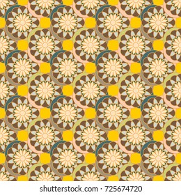 New color seamless pattern with many flower.
