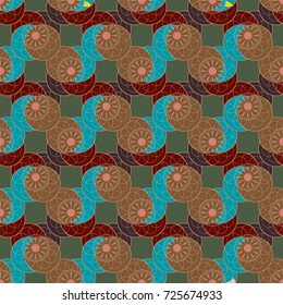 New color seamless pattern with many flower.