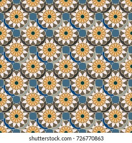 New color seamless pattern with many flower.