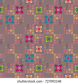New color seamless pattern with many flower.