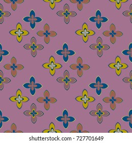 New color seamless pattern with many flower.