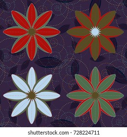 New color seamless pattern with many flower.