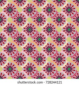 New color seamless pattern with many flower.