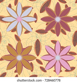 New color seamless pattern with many flower.