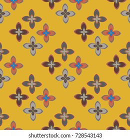 New color seamless pattern with many flower.