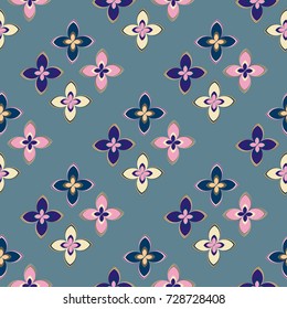 New color seamless pattern with many flower.
