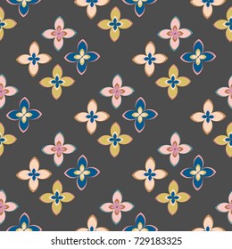 New color seamless pattern with many flower.