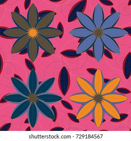 New color seamless pattern with many flower.