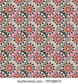 New color seamless pattern with many flowers.