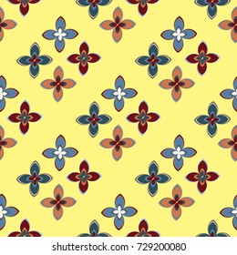 New color seamless pattern with many flower.