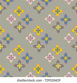 New color seamless pattern with many flower.