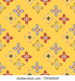 New color seamless pattern with many flower.