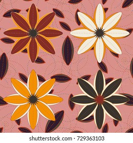 New color seamless pattern with many flower.