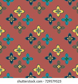 New color seamless pattern with many flower.