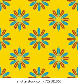 New color seamless pattern with many flower.