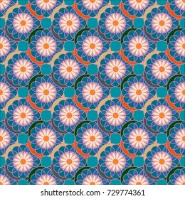 New color seamless pattern with many flower.