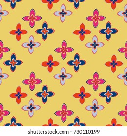 New color seamless pattern with many flower.