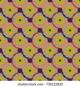 New color seamless pattern with many flower.