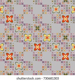 New color seamless pattern with many flower.