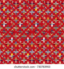 New color seamless pattern with many flower.